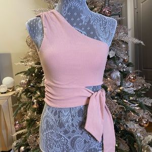 Lovers and friends pink cropped tie top